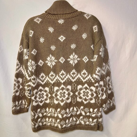 Express Handknitted International Vintage Tan and White Cotton Angora Sweater XS - Picture 6 of 11
